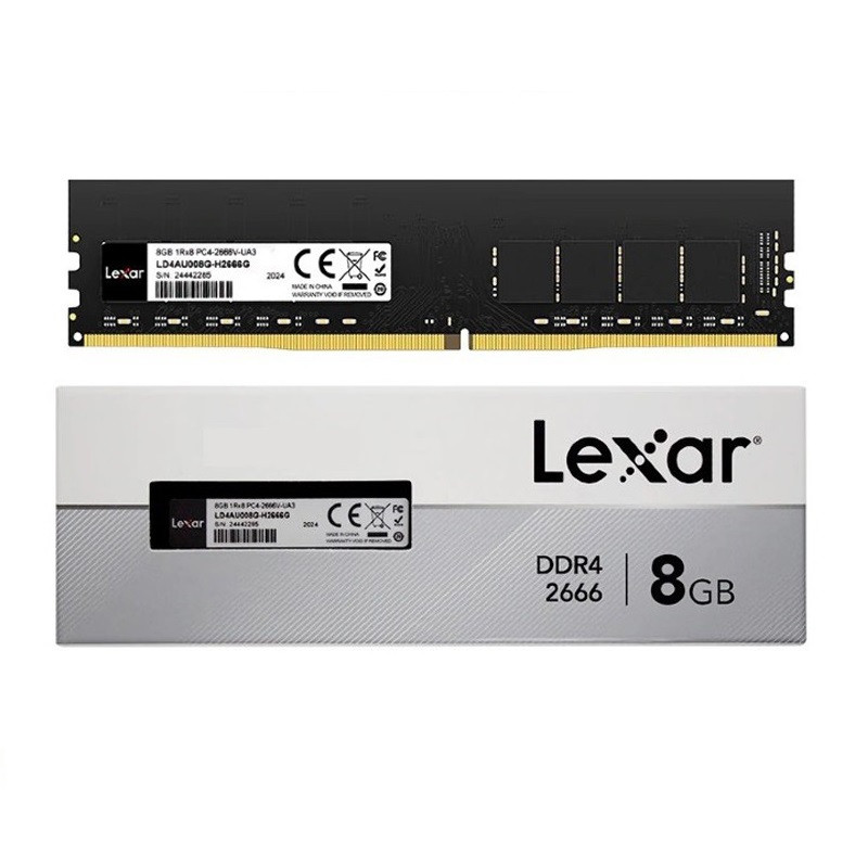 رم کامپیوتر لکسار DDR4، ظرفیت 8 گیگابایت تک کاناله مدل LD4AU08G UDIMM با فرکانس 2666 مگاهرتز و تایمینگ CL19