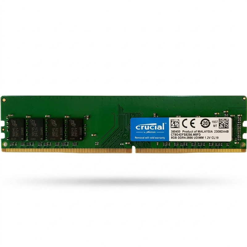 رم دسکتاپ کروشیال 8 گیگابایت DDR4، فرکانس 2666 مگاهرتز، تایمینگ CL19، فرم‌فاکتور U-DIMM